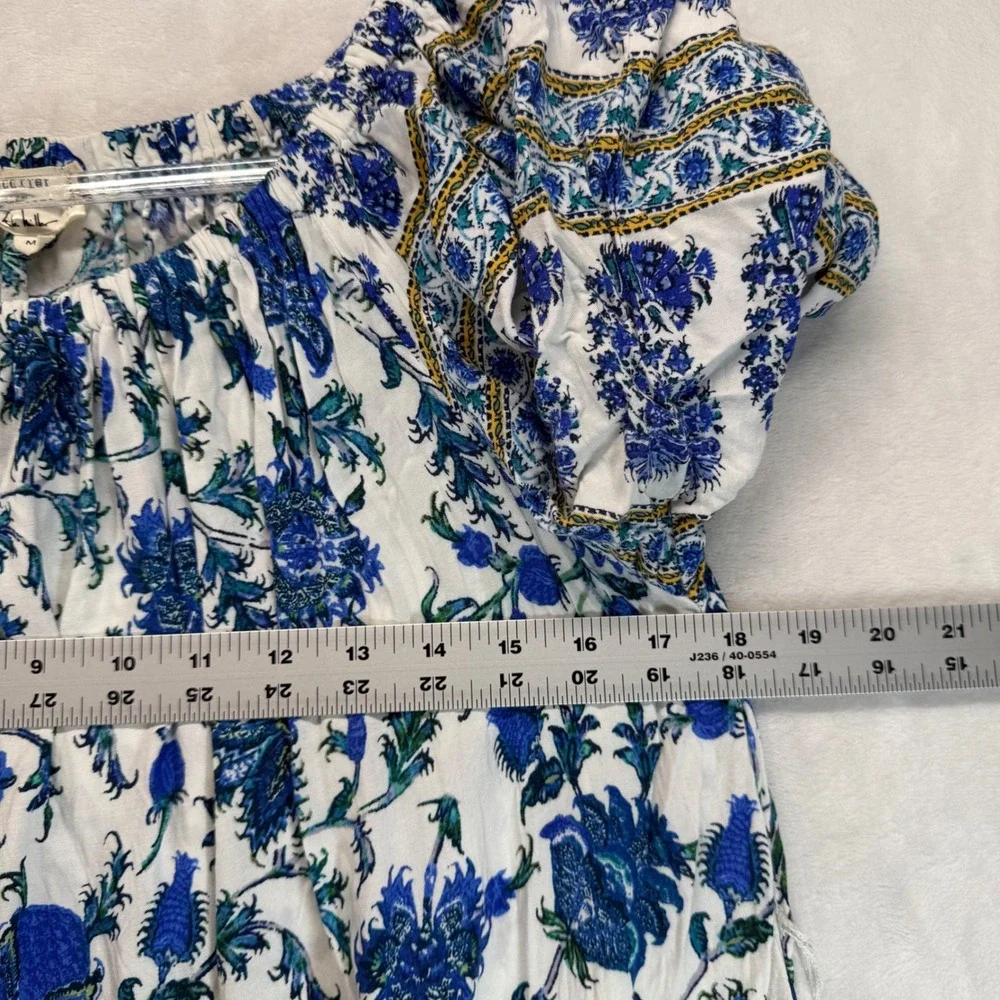 Artelier‎ Nicole Miller Dress Floral Print Ruffle Hem Boho Peasant Medium